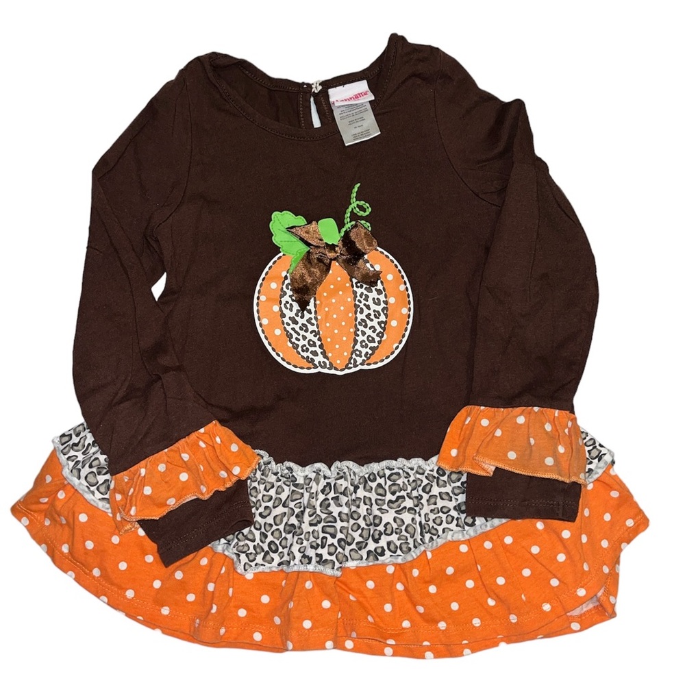 Nannette Kids fall top with orange and polka dot pumpkin